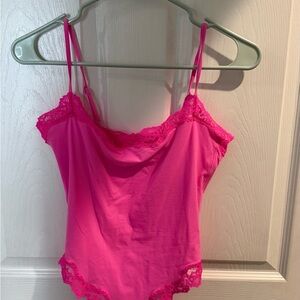 SKIMS Bright Pink Lace Bodysuit
